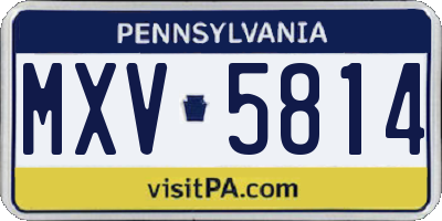 PA license plate MXV5814