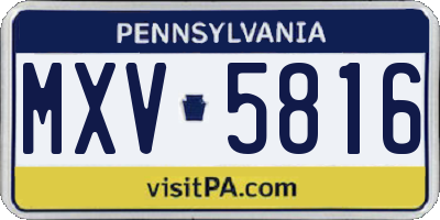 PA license plate MXV5816