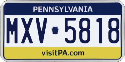 PA license plate MXV5818