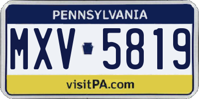 PA license plate MXV5819