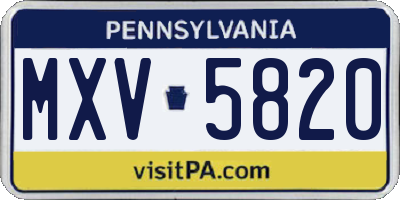 PA license plate MXV5820