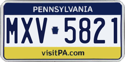 PA license plate MXV5821