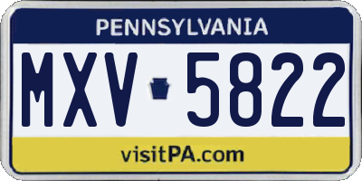 PA license plate MXV5822