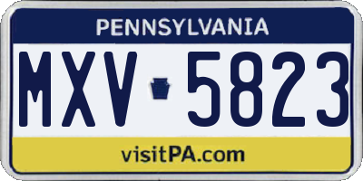 PA license plate MXV5823