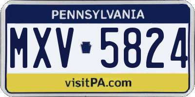 PA license plate MXV5824