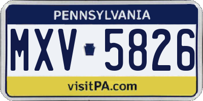 PA license plate MXV5826