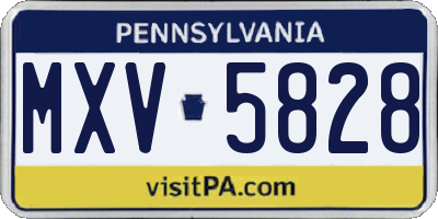 PA license plate MXV5828