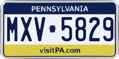 PA license plate MXV5829
