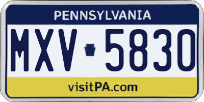 PA license plate MXV5830