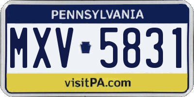 PA license plate MXV5831