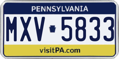 PA license plate MXV5833