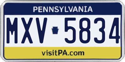 PA license plate MXV5834