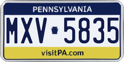 PA license plate MXV5835