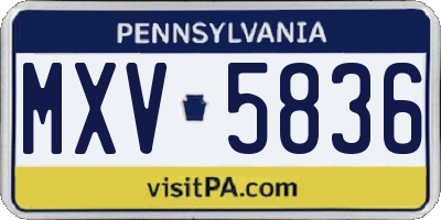 PA license plate MXV5836