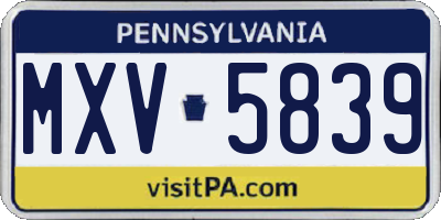 PA license plate MXV5839