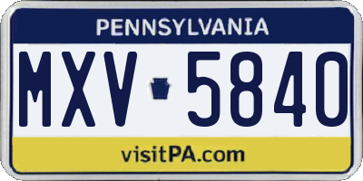 PA license plate MXV5840