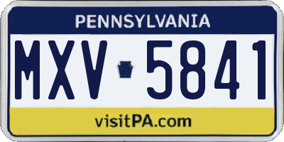 PA license plate MXV5841