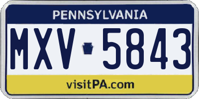 PA license plate MXV5843