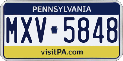 PA license plate MXV5848