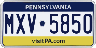 PA license plate MXV5850