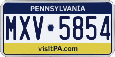 PA license plate MXV5854