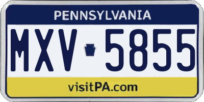 PA license plate MXV5855