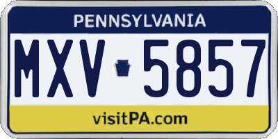 PA license plate MXV5857