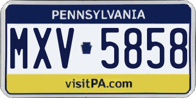 PA license plate MXV5858