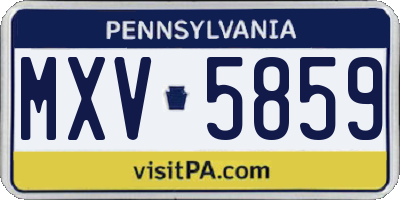 PA license plate MXV5859