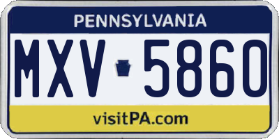 PA license plate MXV5860