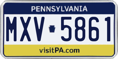 PA license plate MXV5861
