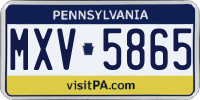 PA license plate MXV5865