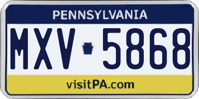 PA license plate MXV5868