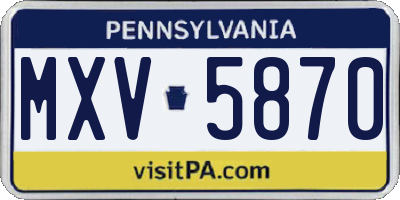 PA license plate MXV5870