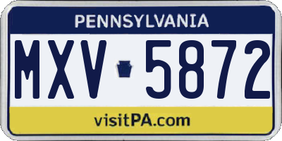 PA license plate MXV5872