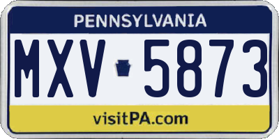 PA license plate MXV5873