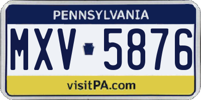 PA license plate MXV5876