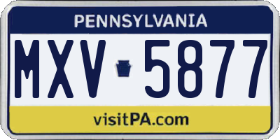 PA license plate MXV5877