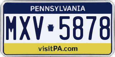 PA license plate MXV5878