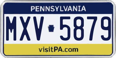 PA license plate MXV5879