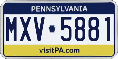 PA license plate MXV5881
