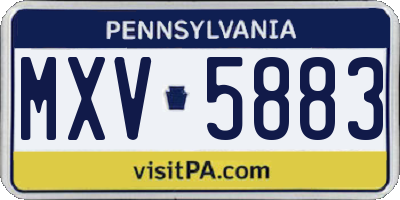PA license plate MXV5883