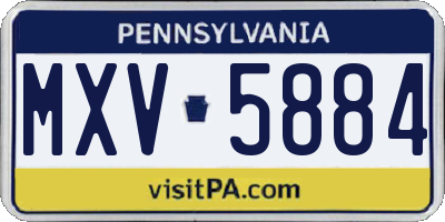 PA license plate MXV5884