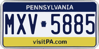 PA license plate MXV5885