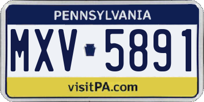 PA license plate MXV5891