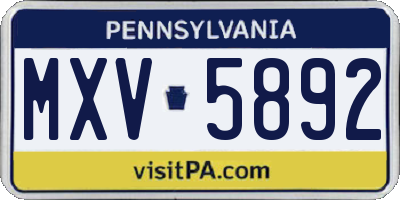 PA license plate MXV5892
