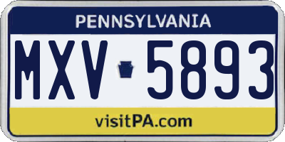 PA license plate MXV5893