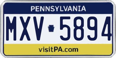 PA license plate MXV5894