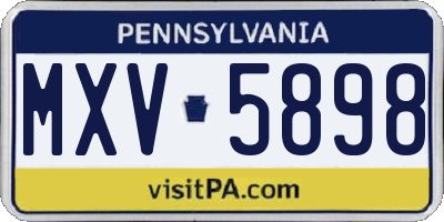 PA license plate MXV5898