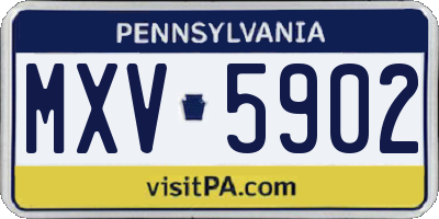 PA license plate MXV5902